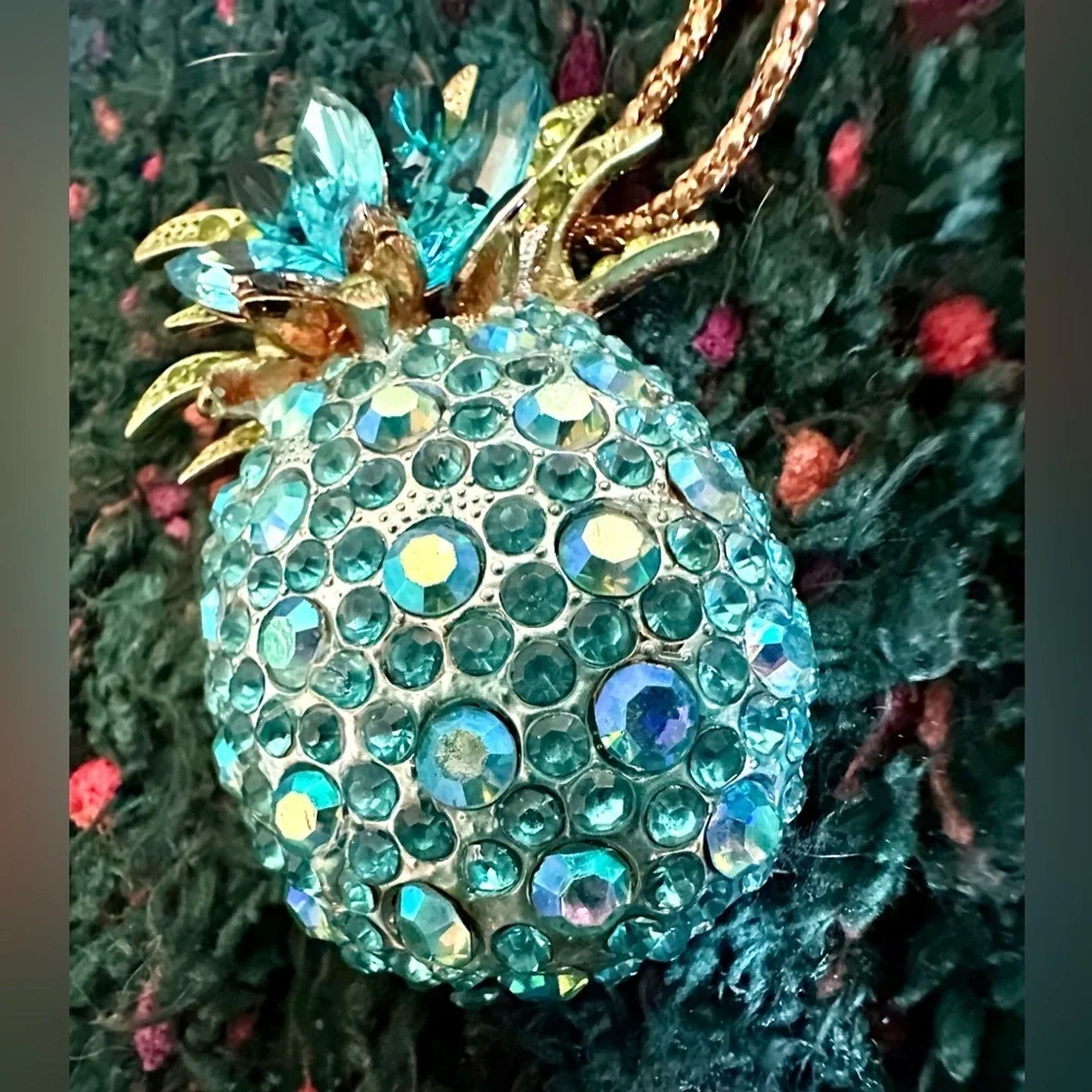 Betsey Johnson Pineapple Set — Necklace, Brooch + Earrings | NWT Vintage